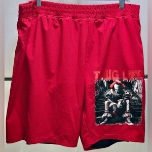 🌚Upcycled Red Pennywise Thug Life Activewear Shorts